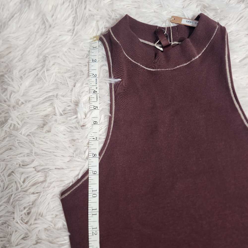 SKIMS COTTON RIB MOCK NECK TANK in Chocolate Size 4X - Picture 6 of 10